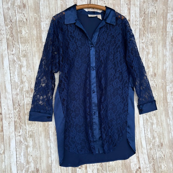 Victoria’s Secret Sheer Lace Long Sleeve Sleep Shirt - Picture 6 of 8